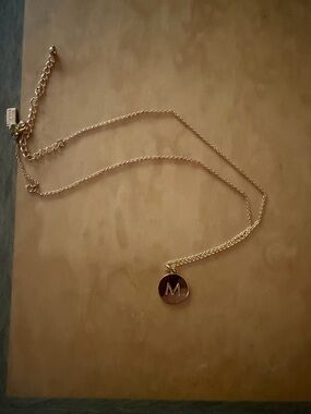 kate spade Gold Monogram 'M' Disc Necklace